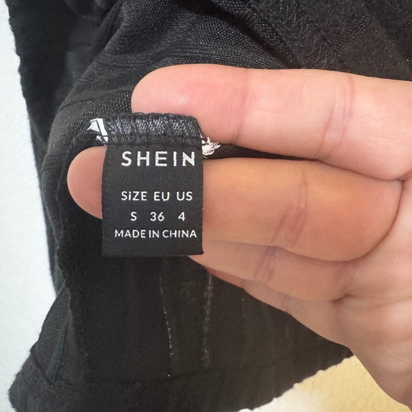 SHEIN Black Ribbed Mock Neck Long Sleeve Pullover Top Women Size S - Picture 2 of 3